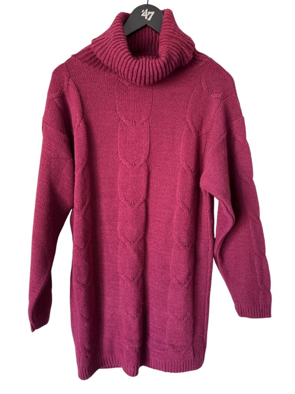 Vintage College Point Sweater Medium Cable Knit Turtleneck Long Sleeve Pullover